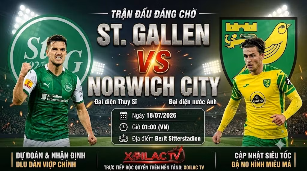 Nhận định St. Gallen vs Norwich City (01:00, 18/07): Lửa Thử Vàng Tại Berit Sitterstadion